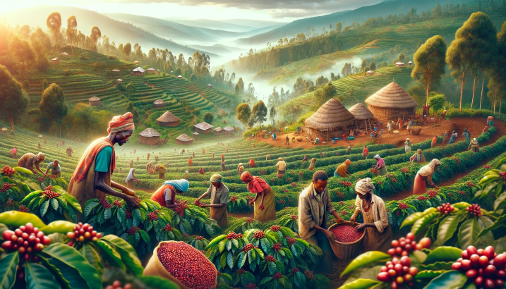 farmers harvesting coffee