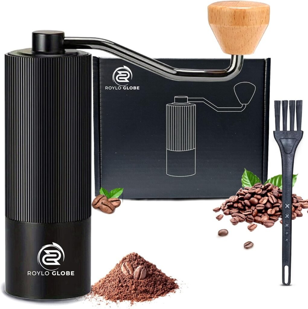 Manual Coffee Grinder with CNC 420 Stainless Steel Blades - Portable Hand Coffee Grinder with 20g Capacity – Compatible Coffee Grinder with Cleaning Brush - Coffee Bean Grinding for Indoor Outdoor